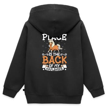 Mon endroit préféré - Haflinger - Sweat Premium à capuche zippé enfant bio - noir - Dos - AI Model Kid Male (0cm)