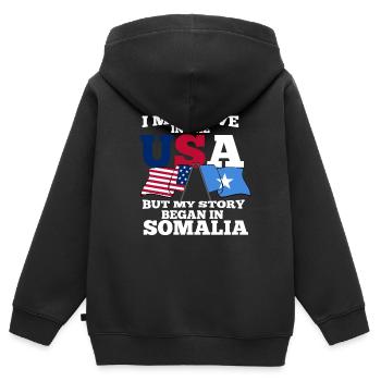 Somalia - Kinder Premium Organic Zip Hoodie - Schwarz - Hinten - AI Model Kid Male (0cm)