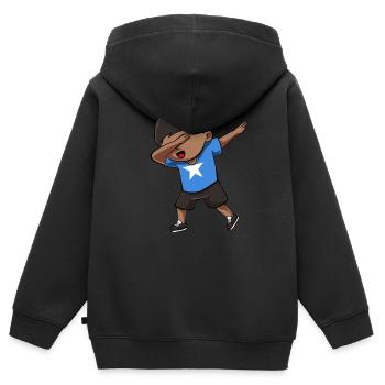 Somalia - Kinder Premium Organic Zip Hoodie - Schwarz - Hinten - AI Model Kid Male (0cm)