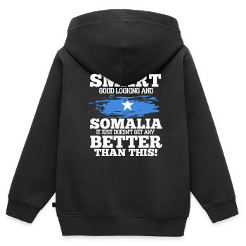 Somalia - Kinder Premium Organic Zip Hoodie - Schwarz - Hinten - AI Model Kid Male (0cm)