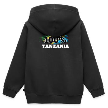 Tansania - Kinder Premium Organic Zip Hoodie - Schwarz - Hinten - AI Model Kid Male (0cm)