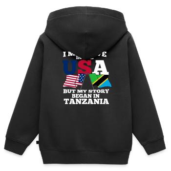 Tansania - Kinder Premium Organic Zip Hoodie - Schwarz - Hinten - AI Model Kid Male (0cm)