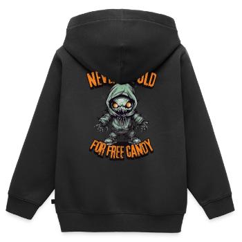 Creepy Candy Hunt: Never Too Old For Free Candy - Kinder Premium Organic Zip Hoodie - Schwarz - Hinten - AI Model Kid Male (0cm)