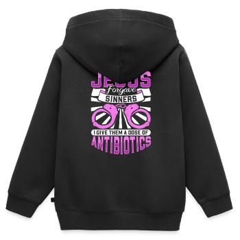 Jesus forgives sinners - nurses in the penitentiary system - Kids Premium Organic Zip-up Hoodie - black - Back - AI Model Kid Male (0cm)