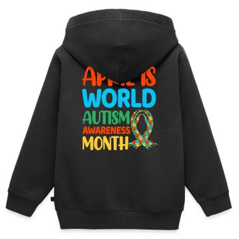 Autismus Autist - Kinder Premium Organic Zip Hoodie - Schwarz - Hinten - AI Model Kid Male (0cm)