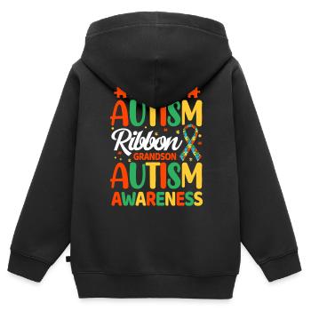 Autism Autistic - Kids Premium Organic Zip-up Hoodie - black - Back - AI Model Kid Male (0cm)
