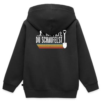 Ich Piepe - Du Schaufelst - Metalldetektor - Kinder Premium Organic Zip Hoodie - Schwarz - Hinten - AI Model Kid Male (0cm)
