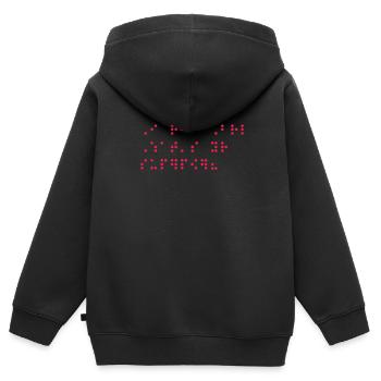 Braille Blindenschrift Blind Geschenk - Kinder Premium Organic Zip Hoodie - Schwarz - Hinten - AI Model Kid Male (0cm)