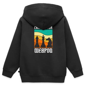 Schach Schachbrett Schachmatt Schachspieler - Kinder Premium Organic Zip Hoodie - Schwarz - Hinten - AI Model Kid Male (0cm)