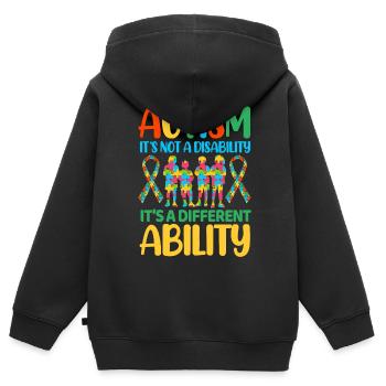 Autismus Autist - Kinder Premium Organic Zip Hoodie - Schwarz - Hinten - AI Model Kid Male (0cm)
