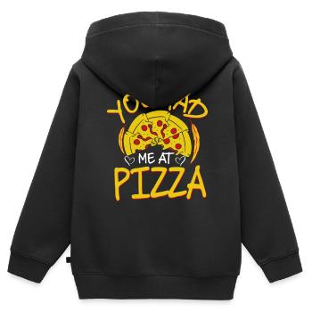 Pizza - Kinder Premium Organic Zip Hoodie - Schwarz - Hinten - AI Model Kid Male (0cm)