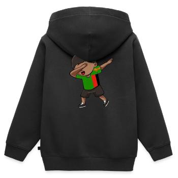 Sambia - Kinder Premium Organic Zip Hoodie - Schwarz - Hinten - AI Model Kid Male (0cm)