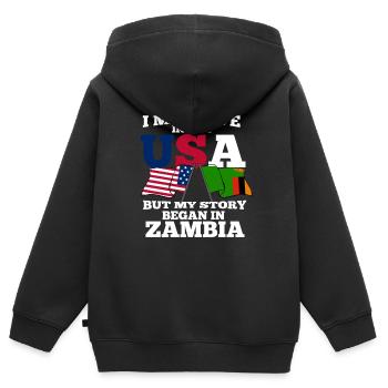 Sambia - Kinder Premium Organic Zip Hoodie - Schwarz - Hinten - AI Model Kid Male (0cm)