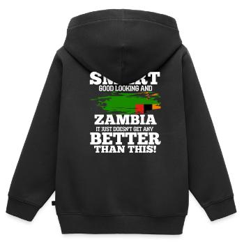 Sambia - Kinder Premium Organic Zip Hoodie - Schwarz - Hinten - AI Model Kid Male (0cm)