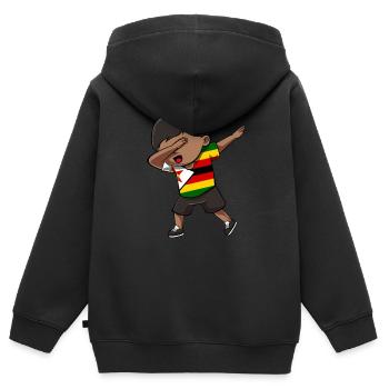Zimbabwe - Sweat Premium à capuche zippé enfant bio - noir - Dos - AI Model Kid Male (0cm)