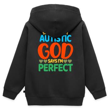 Autism Autistic - Kids Premium Organic Zip-up Hoodie - black - Back - AI Model Kid Male (0cm)