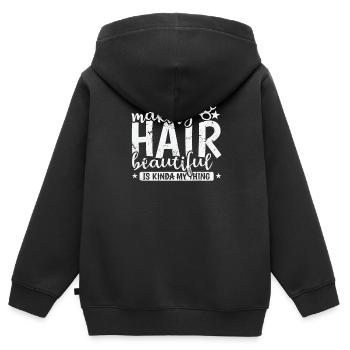 Making Hair beautiful is Kinda my Thing Friseur - Kinder Premium Organic Zip Hoodie - Schwarz - Hinten - AI Model Kid Male (0cm)