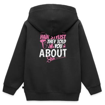 I'm the Hair Stylist told you about Friseur - Kinder Premium Organic Zip Hoodie - Schwarz - Hinten - AI Model Kid Male (0cm)