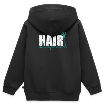 Hair Whisperer Friseur Beruf Haare - Kinder Premium Organic Zip Hoodie - Schwarz - Hinten - AI Model Kid Male (0cm)