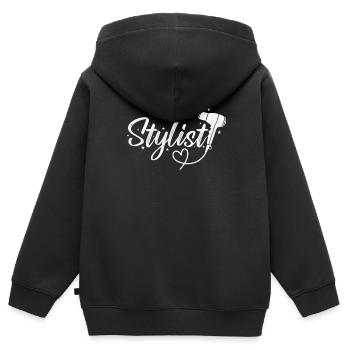 Stylist Friseur Beruf Haarschnitt - Kinder Premium Organic Zip Hoodie - Schwarz - Hinten - AI Model Kid Male (0cm)