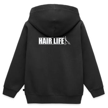 Hair Life Friseur Beruf Haare - Kinder Premium Organic Zip Hoodie - Schwarz - Hinten - AI Model Kid Male (0cm)