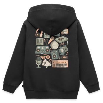 DJ Doodles Club Party Disco Nachtleben Clubbing - Kinder Premium Organic Zip Hoodie - Schwarz - Hinten - AI Model Kid Male (0cm)