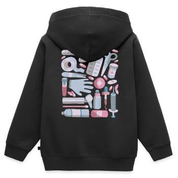 Erste Hilfe Doodles Verbandskasten Medizin - Kinder Premium Organic Zip Hoodie - Schwarz - Hinten - AI Model Kid Male (0cm)