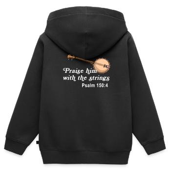 Chemises Banjo Pour Hommes Bluegrass Appalachia Folk - Sweat Premium à capuche zippé enfant bio - noir - Dos - AI Model Kid Male (0cm)