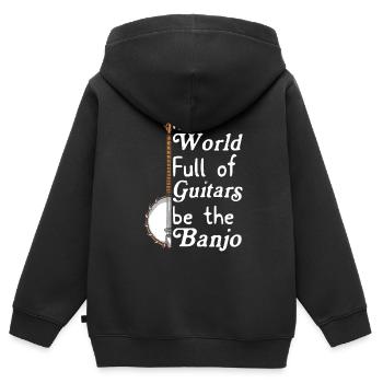 Chemises Banjo Pour Hommes Bluegrass Appalachia Folk - Sweat Premium à capuche zippé enfant bio - noir - Dos - AI Model Kid Male (0cm)
