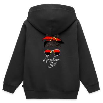 Angola - Kinder Premium Organic Zip Hoodie - Schwarz - Hinten - AI Model Kid Male (0cm)