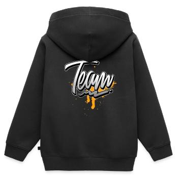 Équipe - Sweat Premium à capuche zippé enfant bio - noir - Dos - AI Model Kid Male (0cm)