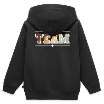 Équipe - Sweat Premium à capuche zippé enfant bio - noir - Dos - AI Model Kid Male (0cm)