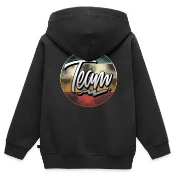 Équipe - Sweat Premium à capuche zippé enfant bio - noir - Dos - AI Model Kid Male (0cm)