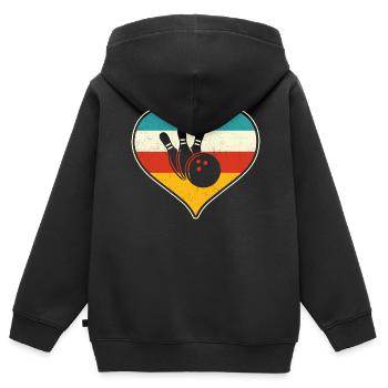 Bowling - Kinder Premium Organic Zip Hoodie - Schwarz - Hinten - AI Model Kid Male (0cm)
