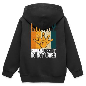 Bowling - Kinder Premium Organic Zip Hoodie - Schwarz - Hinten - AI Model Kid Male (0cm)
