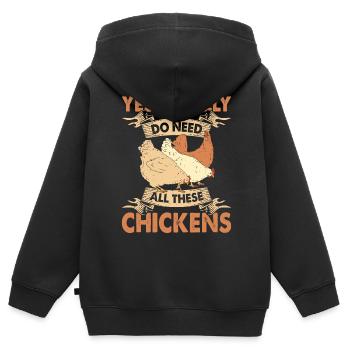 Poulets Élevage de poulets - Sweat Premium à capuche zippé enfant bio - noir - Dos - AI Model Kid Male (0cm)