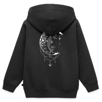 Faszinierendes Wicca-Halbmond Design mit Symbolik - Kinder Premium Organic Zip Hoodie - Schwarz - Hinten - AI Model Kid Male (0cm)