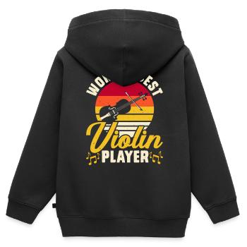 Violine Violinist - Kinder Premium Organic Zip Hoodie - Schwarz - Hinten - AI Model Kid Male (0cm)