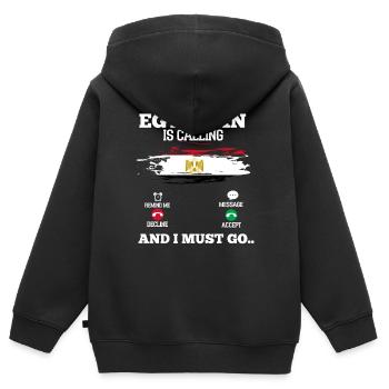 Égypte - Sweat Premium à capuche zippé enfant bio - noir - Dos - AI Model Kid Male (0cm)