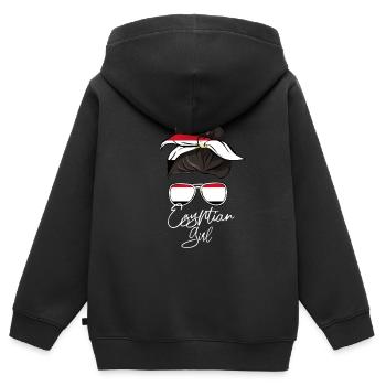 Égypte - Sweat Premium à capuche zippé enfant bio - noir - Dos - AI Model Kid Male (0cm)