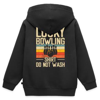 Bowling - Kinder Premium Organic Zip Hoodie - Schwarz - Hinten - AI Model Kid Male (0cm)
