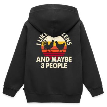Poulets Poulet - Sweat Premium à capuche zippé enfant bio - noir - Dos - AI Model Kid Male (0cm)