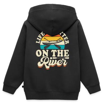 Kajak Kajakfahrer Kajaker - Kinder Premium Organic Zip Hoodie - Schwarz - Hinten - AI Model Kid Male (0cm)