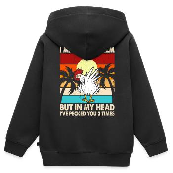 Poulets Poulet - Sweat Premium à capuche zippé enfant bio - noir - Dos - AI Model Kid Male (0cm)