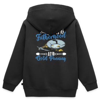 Tötende Vaterschaft und Goldwaschen Goldschürfen - Kinder Premium Organic Zip Hoodie - Schwarz - Hinten - AI Model Kid Male (0cm)