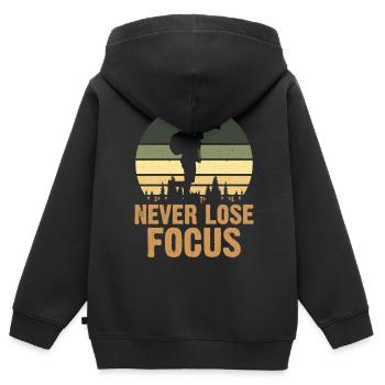 Fotograf - Kinder Premium Organic Zip Hoodie - Schwarz - Hinten - AI Model Kid Male (0cm)