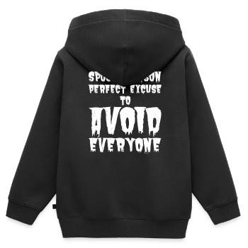Spooky Season für Introvertierte: Zynischer Spruch - Kinder Premium Organic Zip Hoodie - Schwarz - Hinten - AI Model Kid Male (0cm)