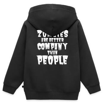 Zombies sind bessere Gesellschaft als Menschen - Kinder Premium Organic Zip Hoodie - Schwarz - Hinten - AI Model Kid Male (0cm)