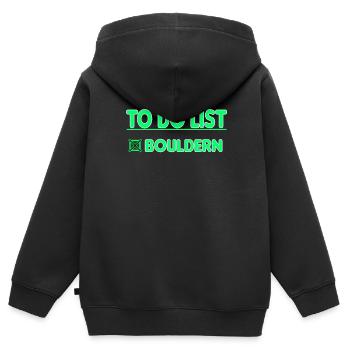 Bouldern Boulder Klettern Boulderer Bouldering - Kinder Premium Organic Zip Hoodie - Schwarz - Hinten - AI Model Kid Male (0cm)