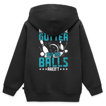 Bowling - Kinder Premium Organic Zip Hoodie - Schwarz - Hinten - AI Model Kid Male (0cm)